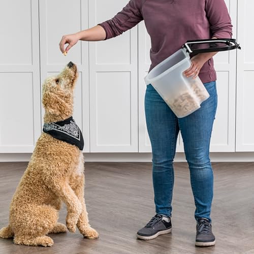 IRIS USA Dog Food Storage Container, Up to 6.5 lbs, Black, Made in USA | Airtight Seal, BPA-Free, Best for Bird Seed, Cat food, Cat Litter, Chicken Feed
