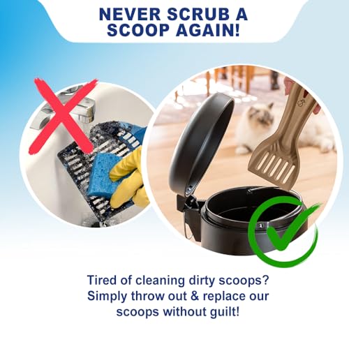 Disposable Cat & Rabbit Litter Scoops - All Natural, Plastic Free & Sustainable, Travel Kitty Litter Scooper for Bunny, Hamster, Guinea Pig, Ferret, Rat & Other Animal Litter Boxes (6-Pack)