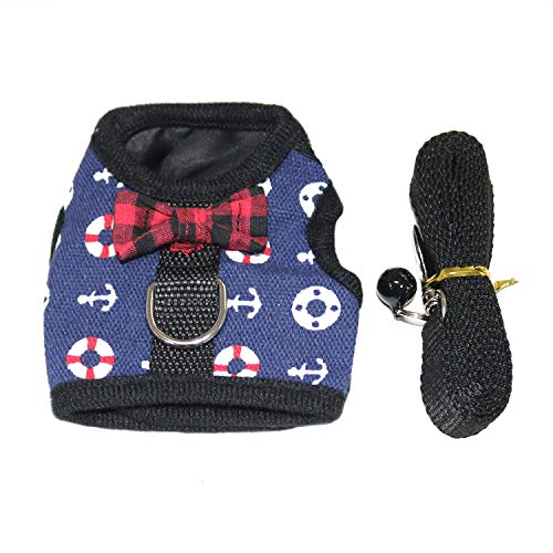 Rypet Guinea Pig Harness and Leash - Soft Mesh Small Animal Harness with Safe Bell, No Pull Comfort Padded Vest for Guinea Pigs, Ferret, Chinchilla and Similar Small Animals | Soft Mesh Comfort, Bell for Outdoor Walks, Velcro Easy-On Fit, 4.4 ft Leash, fo