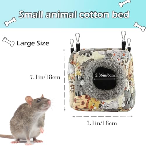 Hamster Rat Hammock Bed, Hanging Cave Shaped Cotton Nest Suitable for Small Animals Hamsters Rat Mouse Gerbil Sugar Glider Squirrels etc (L) - size: Large