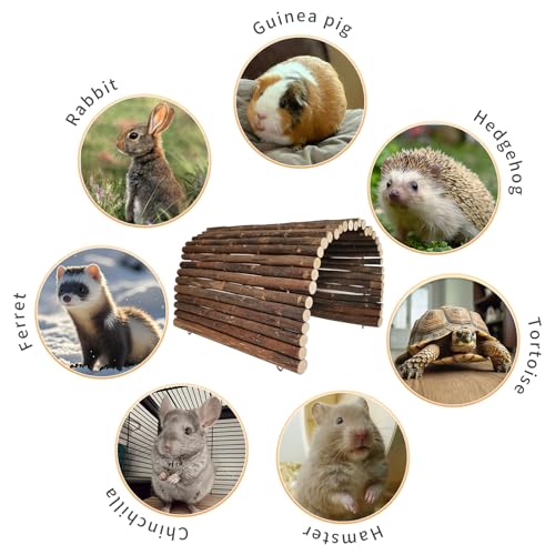 Guinea Pig Hideout Rabbit Hide Rat Cage Accessories Extra Large Wooden Tunnel Hut Hideaway for Pig Hideout Tortoise Hedgehog Ferret and Chinchilla
