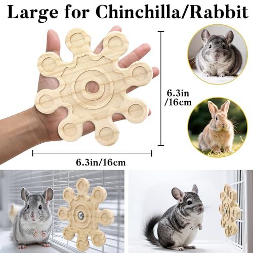 Rotating Chinchilla Chew Toys for Teeth, Kiln-Dried Wood Enrichment | Interactive Hanging Exercise Chinchilla Toy for Cage, Spinner Wheel Accessories for Playtime, Satisfies Chewing Instinct - color: 1pc, size: Large