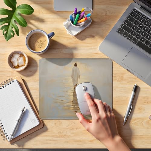 Christian Jesus Walking on the Water Mouse Pad, Christian Jesus Gifts Mouse Pads Mousepad for Desk Office Computers Laptop, Religious Office Supplies Desk Accessories, 9.5x7.9 Inch - color: 13Child