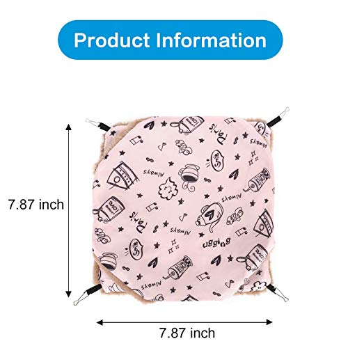 Petmolico Small Pet Hanging BunkBed Warm Hammock Bed Cage Accessories Bedding Hideout Playing Sleeping for Parrot Sugar Glider Squirrel Hamster Rat, Pink Cup - Small Size