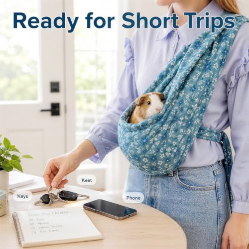 Adjustable Soft Fabric Pet Sling Carrier for Guinea Pig & Bearded Dragon, 15.7×7.1 Inch