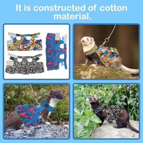 Guinea Pig Harness Skirt Clothes and Leash, Adjustable Hamster Ferret Harness and Leash Set, No Pull Walking Vest for Ferrets, Chinchillas and Similar Small Animals (Black S - color: Black, size: S