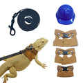 Reptile Pets Leash Harness Set with Jackets and a Party Theme Hat for Bearded Dragon Lizard, Leopard Gecko and Other Small Animal Pets, Outdoor Play, Blue - color: Round Blue