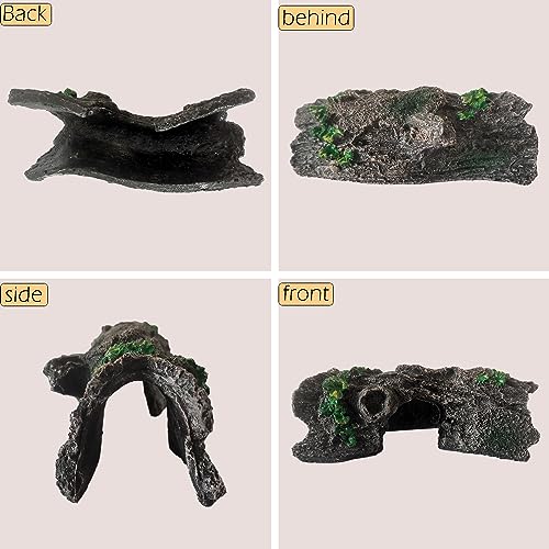 IBWell Aquarium Wood Fish Tank Decorations，Resin Fake Logs Terrarium DÉCor, Reptile Hide Aquarium Hideout for Fish Cave, Small Turtles, to 20 Gallon Tank - size: 6.3"*2.0"*8.9"