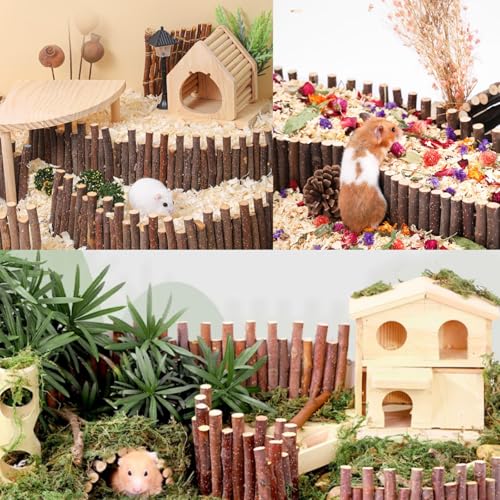 Bendable Hamster Bridge Fence 19.7&9.8In Wooden Hamster Ladder Rat ClimbingToys Cage Accessories for Syrian Hamster Gerbil Mouse