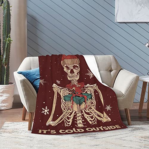 Christmas Skeleton Throw Blanket Cozy Plush Gothic Sugar Skull Flannel Fleece Ultra Soft Halloween Blankets Lightweight Fuzzy Party Blanket Spooky Gifts for Bed Couch Sofa Women Kids 80"x60" - color: Christmas Skull Skeleton, size: 80"x60"