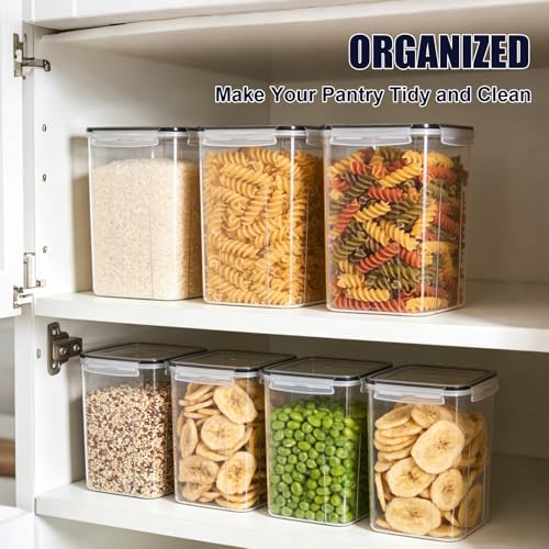 2pc 6.5L Airtight Food Storage Containers with Lids, Cups & Labels | Large BPA-Free Plastic Food Storage with Labels for Spaghetti, Cereal, Oats & Kitchen Pantry Organization, 2 Pack - size: 2 pcs(6.5L)