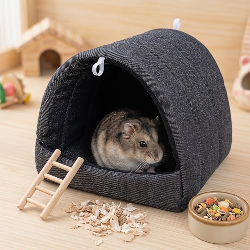 Rat Hamster Warm Bed House Hut Hanging Hammock Cute Nest for Small and Medium-Sized Pets (L), Suitable for Larger Pets(XL)-L-Black - color: Black, size: L