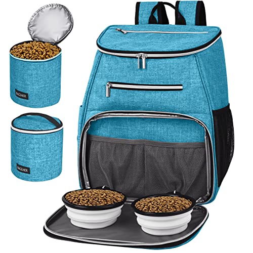 BAGLHER 丨Dog Travel Bag Backpack, Airline Approved Pet Supplies Backpack, Dog Travel Backpack with 2 Silicone Collapsible Bowls and 2 Food Baskets Sky Blue - color: Sky Blue