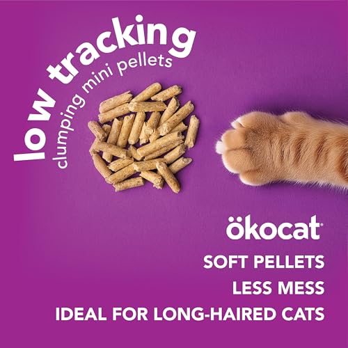 ökocat Low Tracking Natural Wood Clumping Cat Litter, Odor Control 21.5 Lbs - size: Large Bag, style: Less Mess