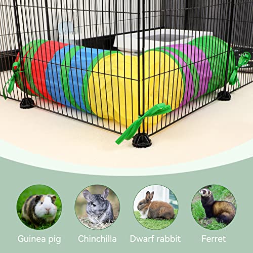 Rypet Guinea Pig Tunnels and Tubes 2-Way L-Type Collapsible for Small Pets | 2 Configurations for Exploration, Interactive Ball Engages Pets, Foldable & Portable, Cozy Hideout for Rabbits Hedgehogs - color: Colorful