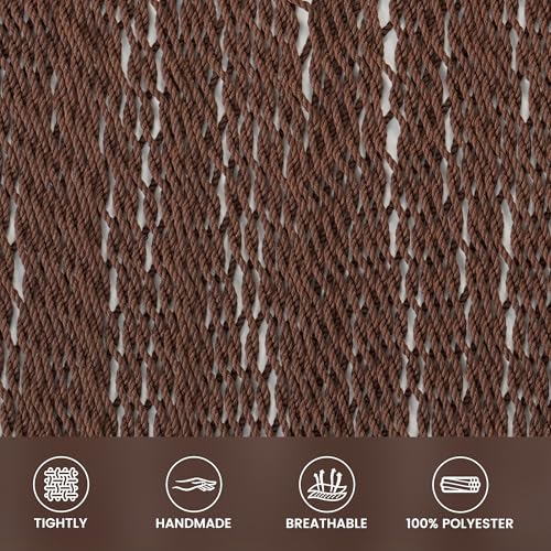 Lazy Daze XL Handwoven Caribbean Rope Hammock, 2+ Person Hammock | 13FT Polyester Outdoor Hammock with Spreader Bars & Straps & Carabiners, 500lbs Capacity for Outside, Patio, Brown - color: Brown