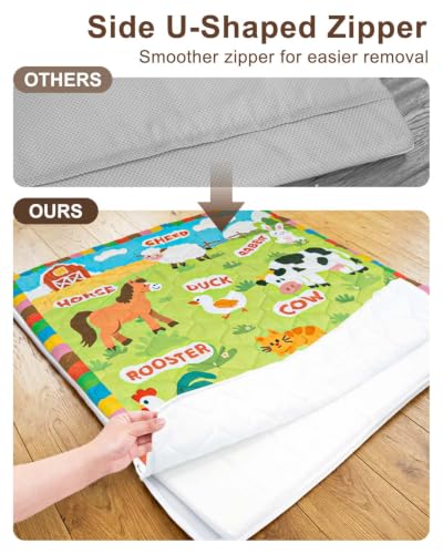 Foam Baby Play Mat, 50x50 Playpen Mat with Removable Cover | Machine Washable Cover, Thicken Cushioning Playmats for Baby, Non-Slip Bottom, Easy to Clean for Infants, Farm - color: Farm, size: 50" X 50"