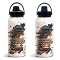 Bookish 32oz Water Bottle, Leak-proof Bottle, Stainless Steel Cup | 32oz Insulated Tumbler, with Handle & Lid Reusable Coffee Mug, Christmas Birthday Gift for Book Lovers Readers - color: Bookshelf2