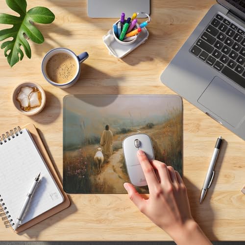 Christian Jesus with Lamb Mouse Pad, Christian Jesus Gifts Mouse Pads Mousepad for Office Desk Computers Laptop, Religious Faith Office Supplies Desk Accessories, 9.5x7.9 Inch - color: 15Child
