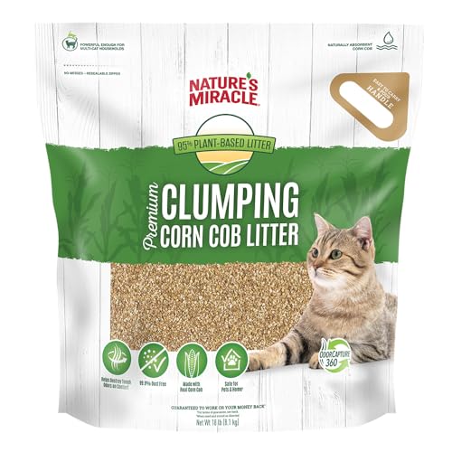 Nature's Miracle Premium Clumping Corn Cob Litter, Tough Odor Bio-Enzymatic Formula, Dust Free, 18lb (2 pack) - size: 36 lb