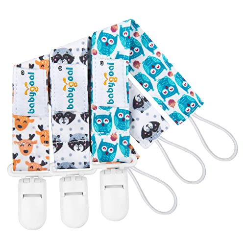 babygoal Animal Pacifier Clips, 6 Pack Pacifier Holder Fits for Most Baby Boys and Girls Pacifier Styles - color: Owl and rabbit