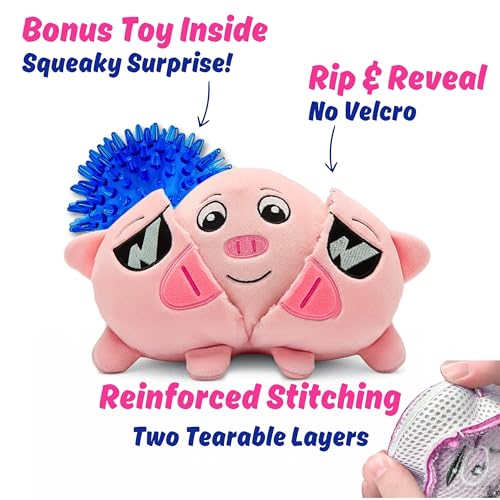 Dog Toy for Aggressive Chewers, Tough Squeaky Chew Ball, Large Breeds Gift | Super Strong, Durable Soft Plush Pig, No Stuffing Inside; Interactive for Puppies, Medium & Big Pets in a Birthday Gift Box - color: Pink