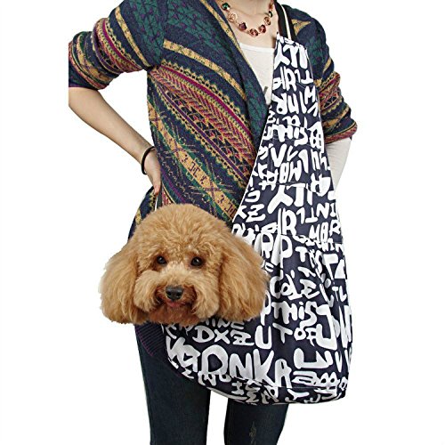 Pet Dog Puppy Cat Carrier Bag Oxford Cloth Sling Dog Doggy Cat Carrier Single Shoulder Bag-Small,Blue Letter - color: Blue Letter, size: 23.6"L x 14.6"W x 4.9"H