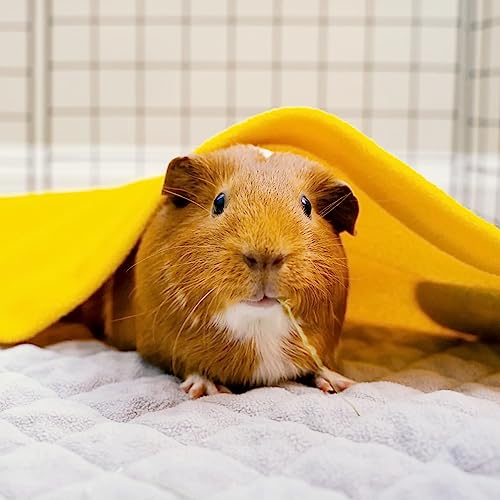 GuineaDad Original Reusable Cage Liner – Yellow Fleece Bedding with Burrowing Pocket – Extra Absorbent Core & Waterproof Bottom – Fits C&C 2x4 Guinea Pig Cages – Small Animal Supplies