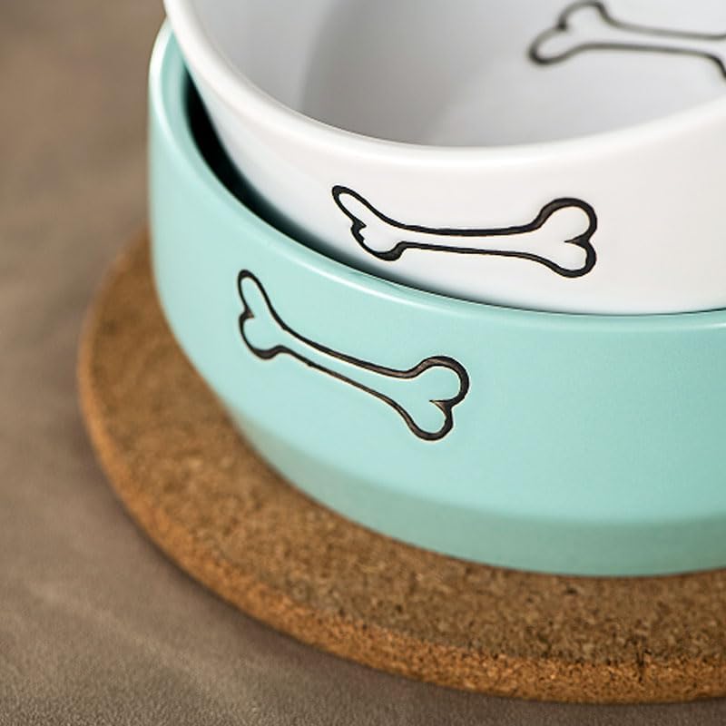 6.5" Ceramic Dog Bowl Pet Feeding Bowl 20oz (Goose Grey, 6.5 / Large) - color: Goose Grey