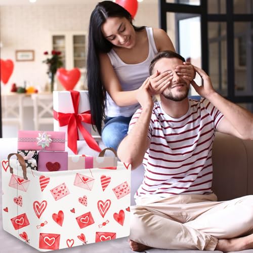 Valentines basket,Pink Heart Basket,Collapsible waterproof nursery laundry basket,Pink girls gift baskets,Valentine's Day room decor(Envelope heart) - color: Envelope heart