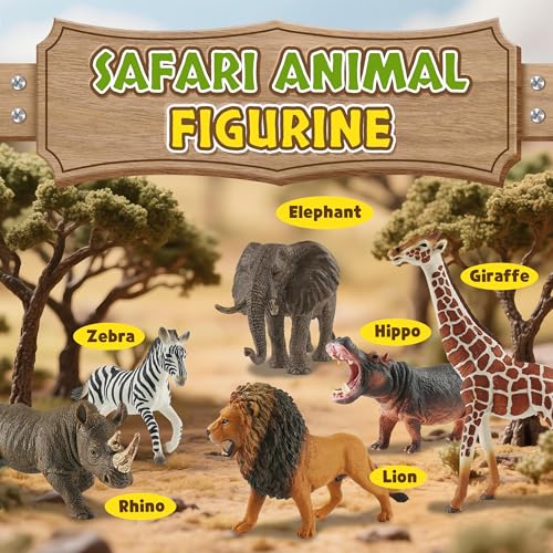 Zippytots 6PCS Safari Animal Figure Toys for Kids 3-5 Realistic Plastic Jungle Animal Figurines African Wildlife Learning Toys for Kids Boys Girls Toddlers - style: 6-PC Safari Animal Figures Set