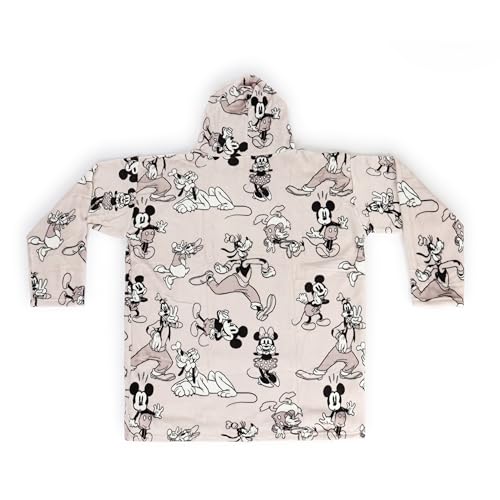 Jay Franco Wearable Throw Blanket – Oversized Plush Hooded Blanket with Pocket, Ultra Soft Cozy Fleece Throw for Lounging, Travel, Gray - Mickey and Friends, 34x38 - Adult - color: Gray - Mickey and Friends, size: Adult