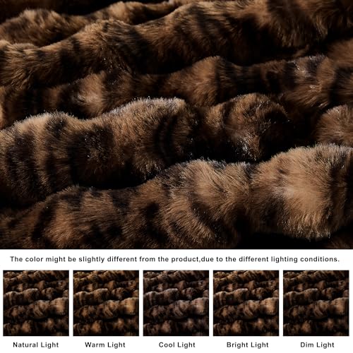 WDCOZY Cheetah Leopard Print Bubble Throw Blanket, Luxury Faux Rabbit Fur Mink Plush Throw for Couch, Sofa and Bed, Soft Fluffy Fuzzy Cozy Blanket for Women, 50x60 inches, Chocolate Brown, 950 GSM - color: Cheetah Coffee, size: Throw (50" x 60")