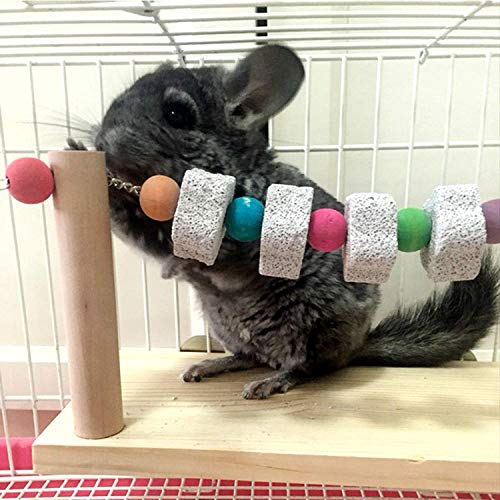 YOU+ Chinchilla Cage Accessories, Wood Platform with Chew Toys Lava Ledge Blocks for Mouse Chinchilla Rat Gerbil Dwarf Hamster