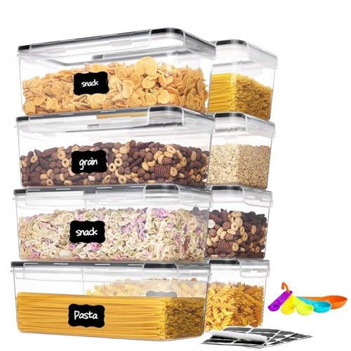 8pc 3.2L Airtight Canisters with Lids, Kitchen Dry Pantry Storage | 8pack 3.2L airtight canisters lock moisture out. Stackable bins hold all kinds of daily dry foods for kitchen pantry use - size: 8 pcs(3.2L)