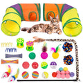 Retro Shaw 33PCS Interactive Cat Toys, Cat Play Tunnels for Indoor Cats | Collapsible, Relieves Boredom & Anxiety, Kitten Feather Wand Springs Crinkle Balls Bell Plush Mice Chew Kicker - color: Large cat tunnel toy set