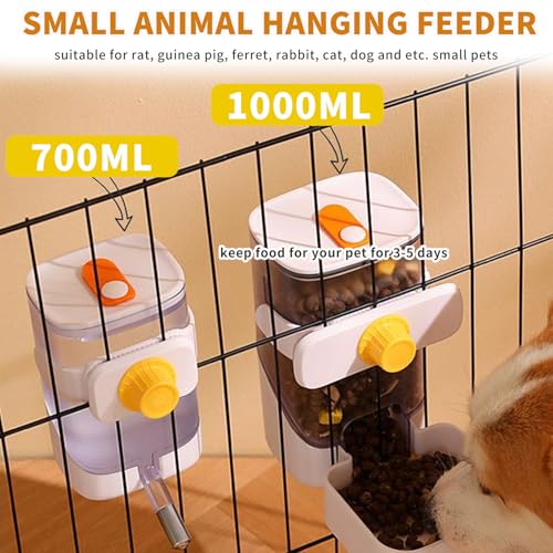 24oz Rabbit Water Dispenser No Drip for Cage, Hanging Automatic Guinea Pig Water Bottle Large Small Aniaml Cage Accessories for Ferret Guinea Pig Rat Rabbit (White)