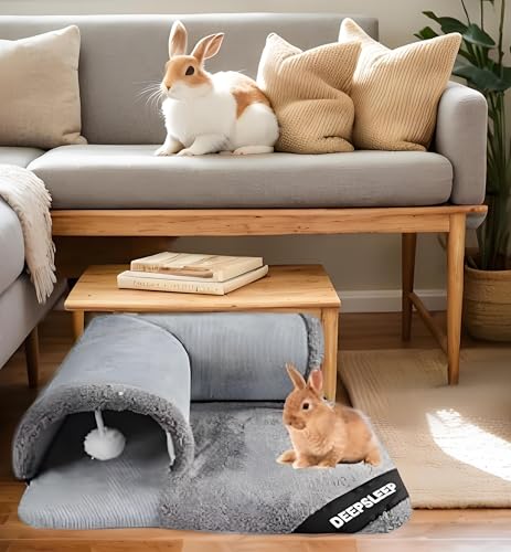 Rabbit Tunnel Bed with Removable Plush Mat - Soft Hideout & Play Tube