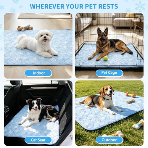 GlowUp Dog Cooling Mat for Dog, 47"x35" Large Cooling Pad for Dogs, Non-Slip Pet Cooling Pad for Summer Indoor/Outdoor Use