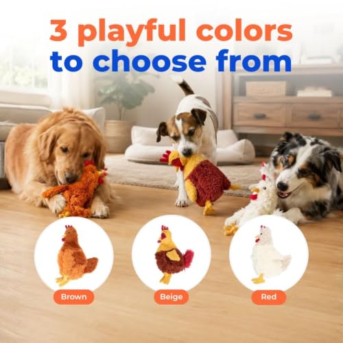 Best Pet Supplies Interactive Squeaky Dog Toy - Crinkle Chicken, Red | Stuffing Free Body, Soft, Squeaks & Crinkles, No Mess, Perfect for Moderate Chewers, Toss and Fetch Play - color: Crinkle Chicken (Wine Red), size: Large