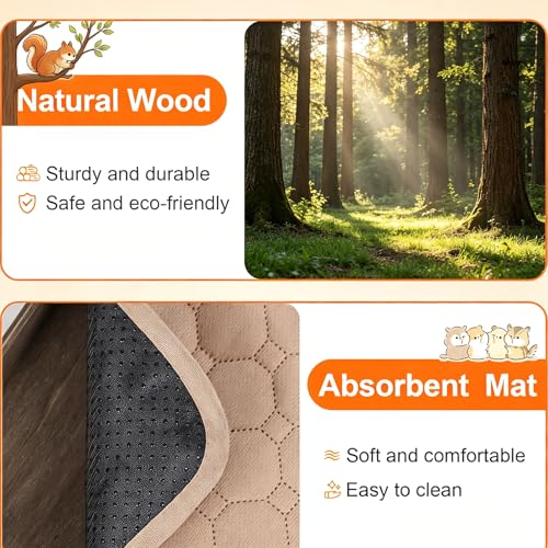 Large Sturdy Bunny House, Guinea Pig Rabbit Hideout Castle | Small Animal House Bed Hut Habitats with Stairs, Sturdy Wooden Guinea Pig Hideout for Hamsters Bunny Chinchillas Hiding - color: Walnut