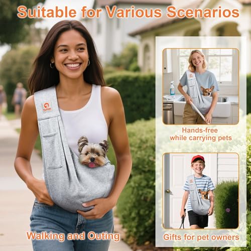 Tomkas Dog Cat Carrier Sling Classic Pocket & Classic Strap(M,Grey) - color: Grey