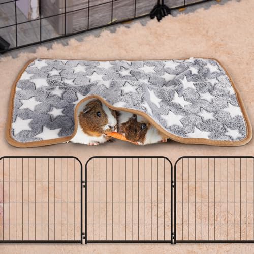 Guinea Pig Blanket, 2 Pack Warm Soft Coral Fleece Small Animal Blankets Washable Pet Cage Liners Sleep Mat Pad Cover for Rabbit Hamster Dog Cat Ferret Chinchilla Hedgehog Bedding, 24" x 16" - color: Burgundy + Grey (2 Pack)