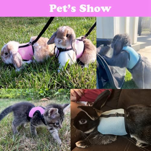 Rabbit Harness Leash Set Escape Proof Bunny Leash Rat Vest Harness,Black XL | breathable mesh vest harness for walking training,rabbits,guinea pigs,hamsters,rats,squirrels,ferrets,small animals - color: Black, size: XL Chest 9.8-15.7",For Big Adult Rabbit