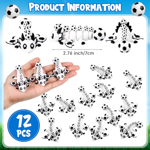 Honoson 12 Pcs 3D Printed Animals 5-7cm, Football Dragon | Articulated Fidget Animals, Flexible 3D Printed Figures for Stress Relief, Cute Mini Joints for Party Favors and Display - size: 5-7cm, style: Football Dragon