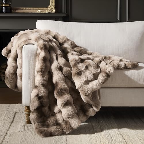 WDCOZY Luxury Bubble Throw Blanket, Faux Fur Mink Plush Throw for Couch, Sofa and Bed, Soft Fluffy Fuzzy Furry Cozy Blanket, Thick and Warm, 60x80 inches, Tie-Dye Grey, 950 GSM - color: Tie-dye Brown, size: Twin (60" x 80")