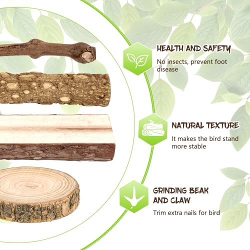8 Pcs Natural Grape Wood Bird Perch & Platform Set for Cages | Ideal for Small/Medium Birds (Budgies, Conures) | Bark Textures for Foot Health | Tool-Free Wing-Nut | Safe Chewing - size: Natural Grapewood Variety Set - 8PCS