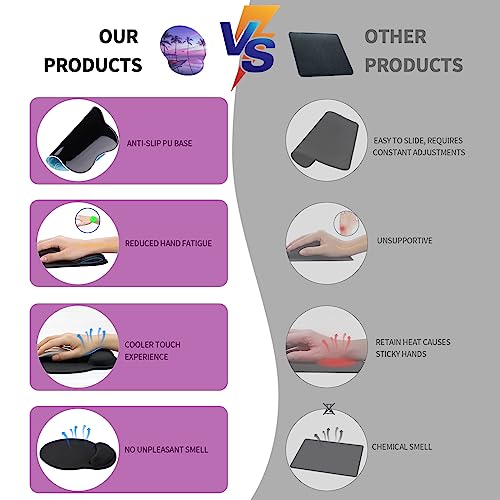 Mouse Pad with Wrist Rest, Comfortable Computer Mousepad with Gel Wrist Support Smooth Surface and Non-Slip PU Base for Pain Relief, Laptop, Office & Home (Mauve Twilight) - color: 04Mauve Twilight