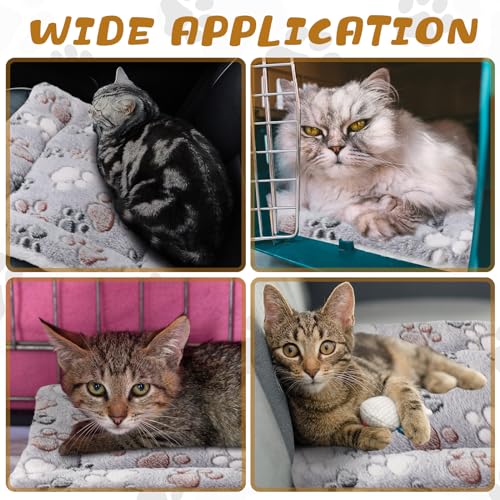 4 Pack Ultra Soft Dog Cat Bed Mat Small Animal Guinea Pig Bed with Cute Print Reversible Fleece Dog Crate Kennel Pad Cozy Washable Thickened Hamster Pet Beds Mat(13 x 19 Inches,Light Gray) - color: Light Gray, size: 13 x 19 Inches