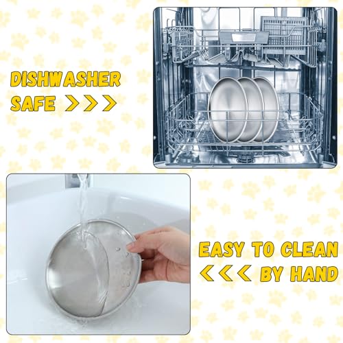 8 Pieces Stainless Steel Cat Bowls 5.5 Inch Wide Flat Cat Dish Small Plate for Kittens Ferrets Wet and Dry Food